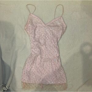 HOT & DELICIOUS Pink Beaded Sequin Sparkle Mini Dress Party Occasion